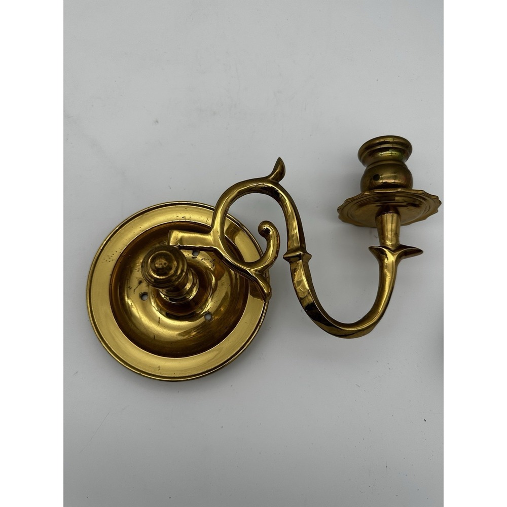 VGT Lacouered Brass Wall Mount Rare Swing Swivel Candlestick Holders 9" EUC - Picture 6 of 9
